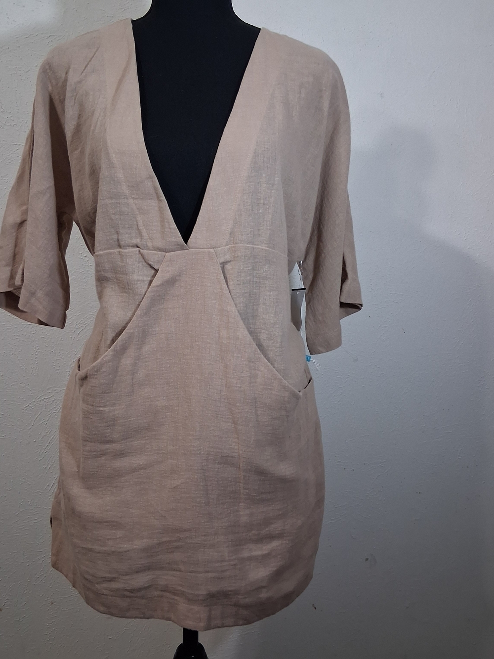 Deep V Linen Dress